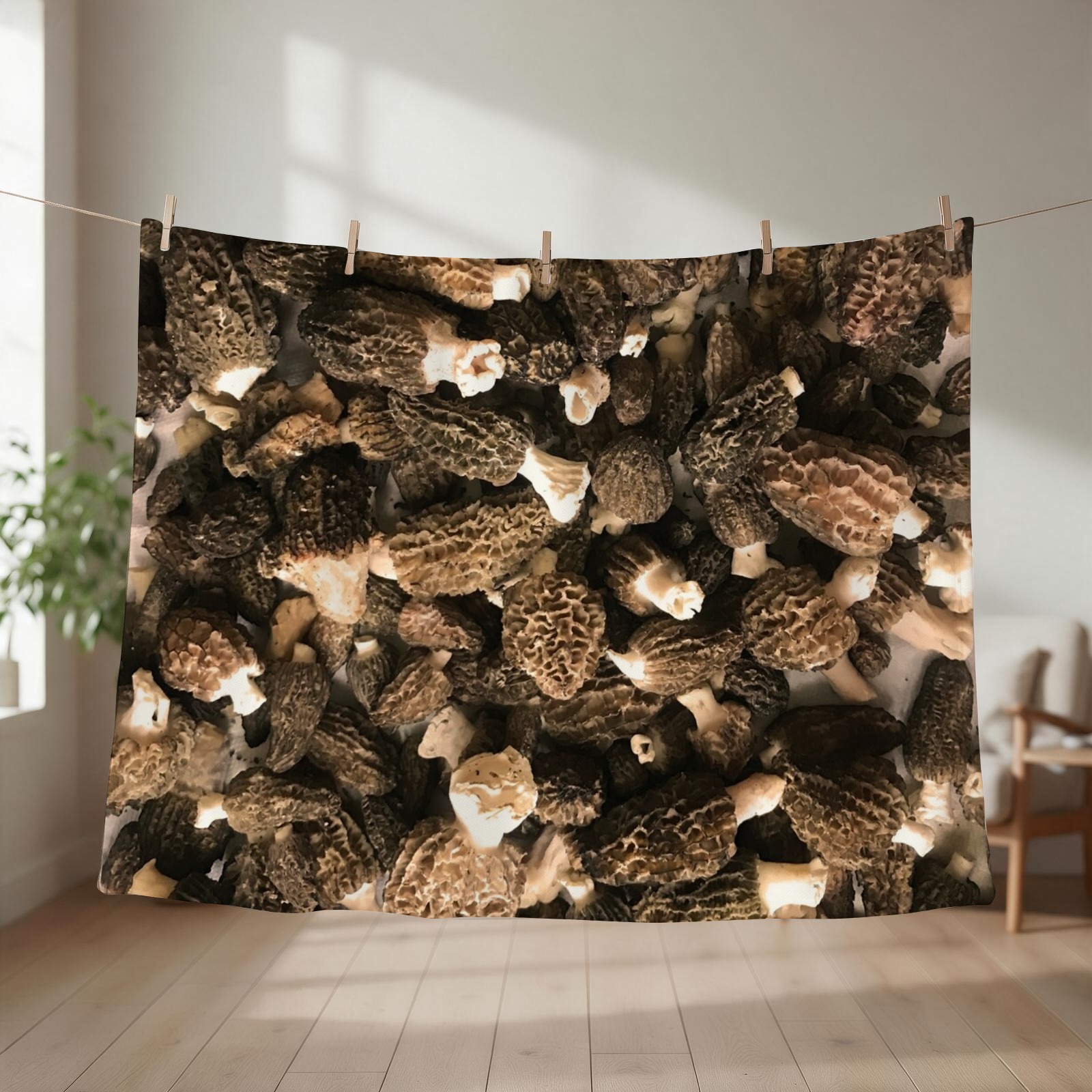 Outdoor Hunting Blanket - Morel Hunting Haul Throw Blanket couch