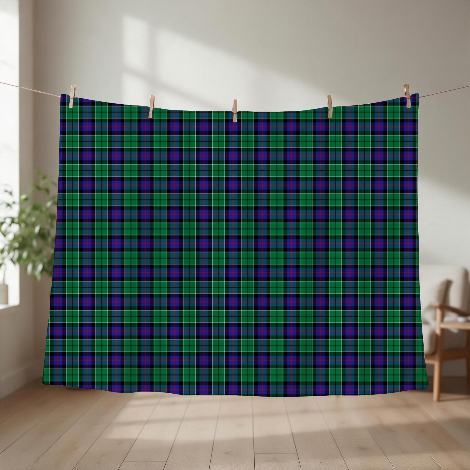 Outdoor Hunting Blanket - Clan Leslie Hunting Tartan Throw Blanket