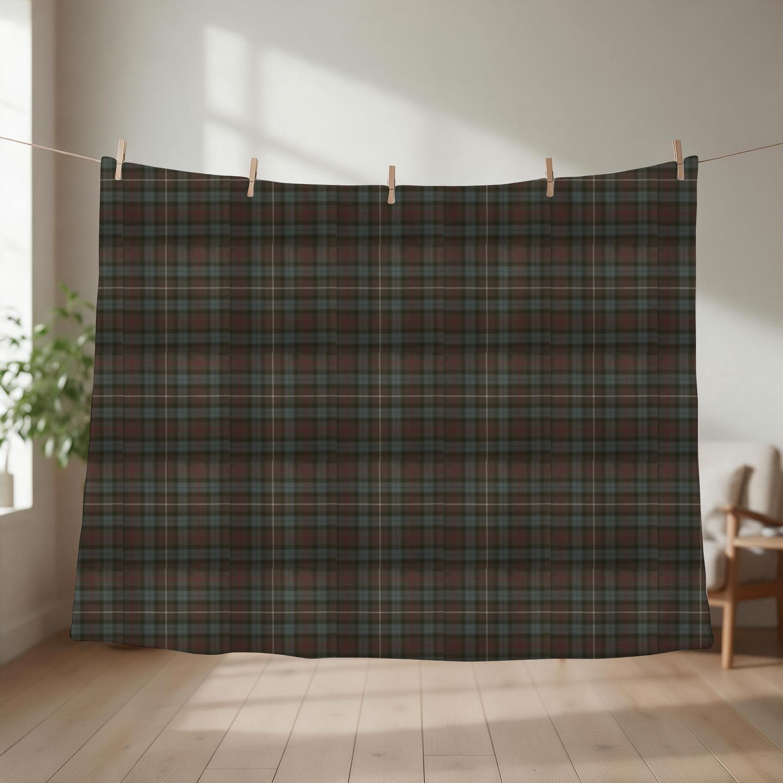 Outdoor Hunting Blanket - Clan Fraser Hunting Tartan Throw Blanket
