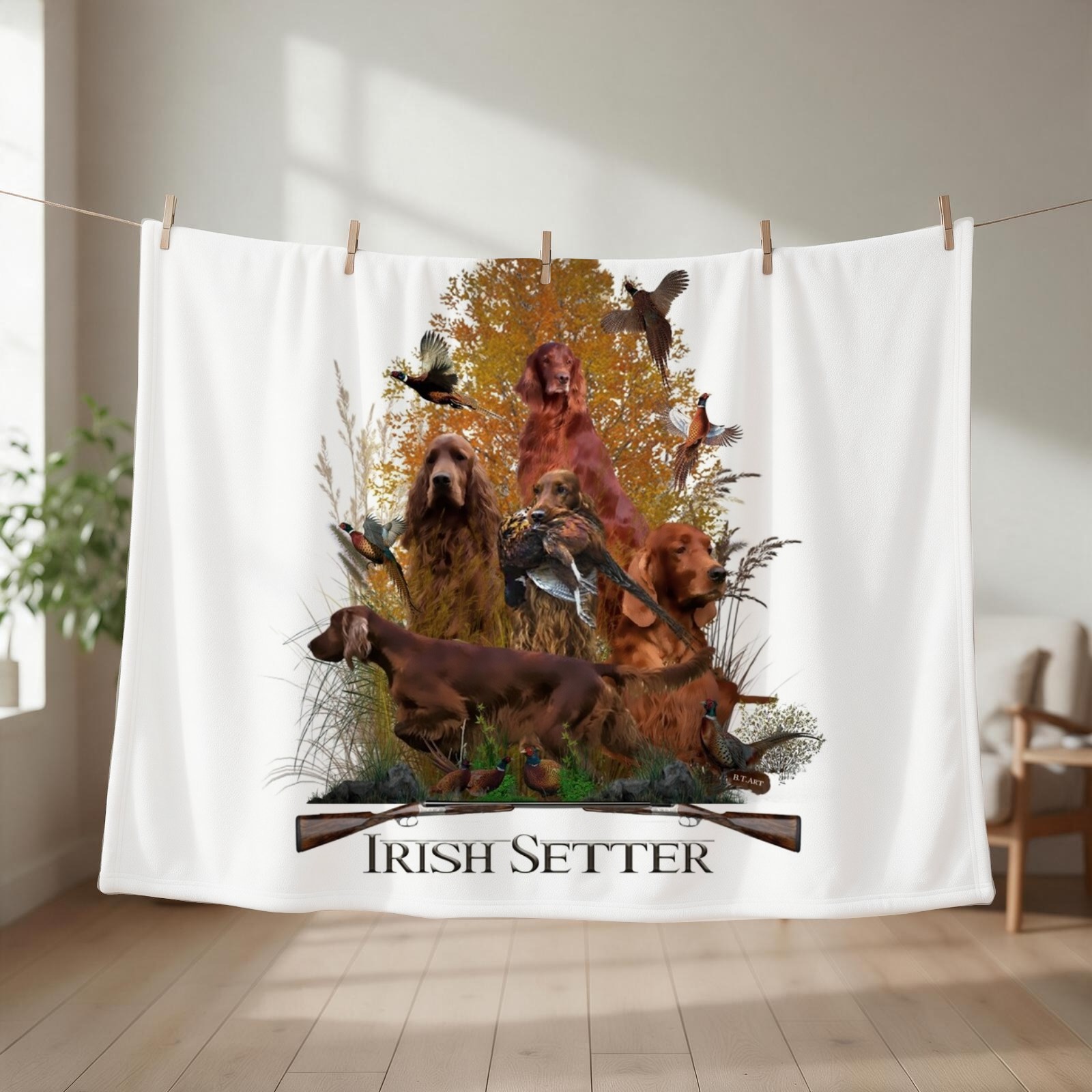 Outdoor Hunting Blanket - Irish Setter, Hunting season Throw Blanket