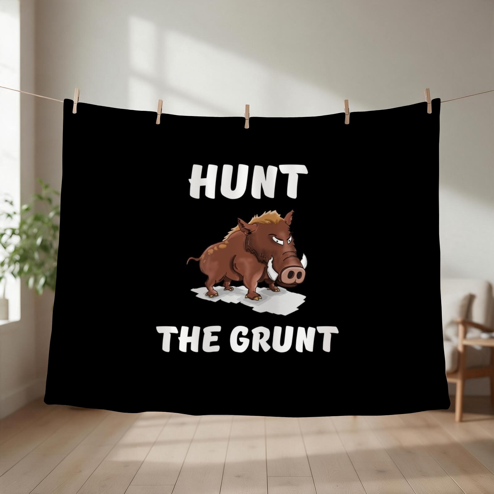 Outdoor Hunting Blanket - Hunt the grunt. Hog hunting pig