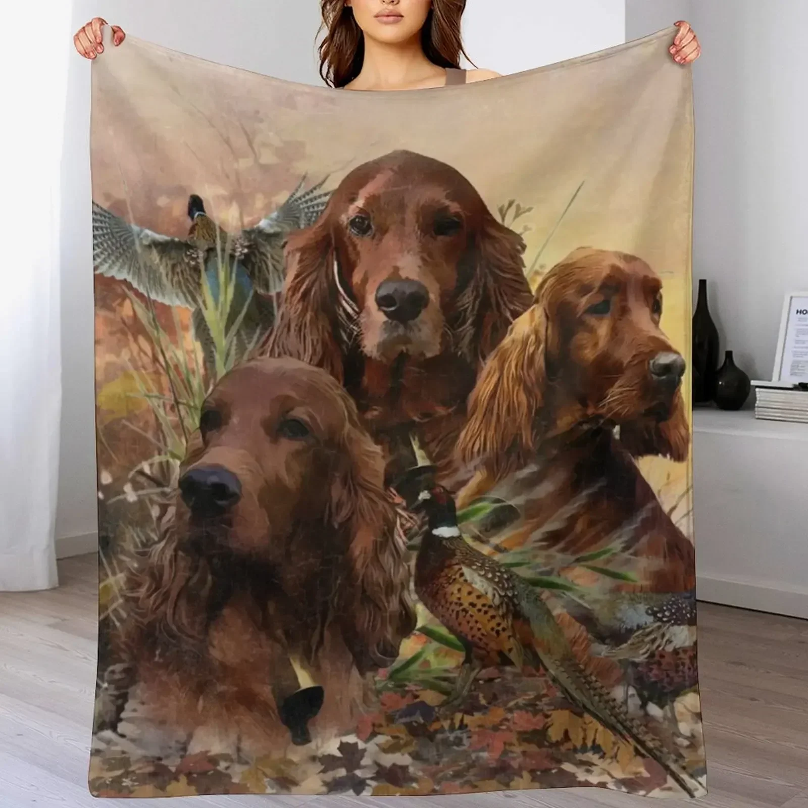 Irish Setters with Pheasants - - Outdoor Hunting Blanket recension och pris