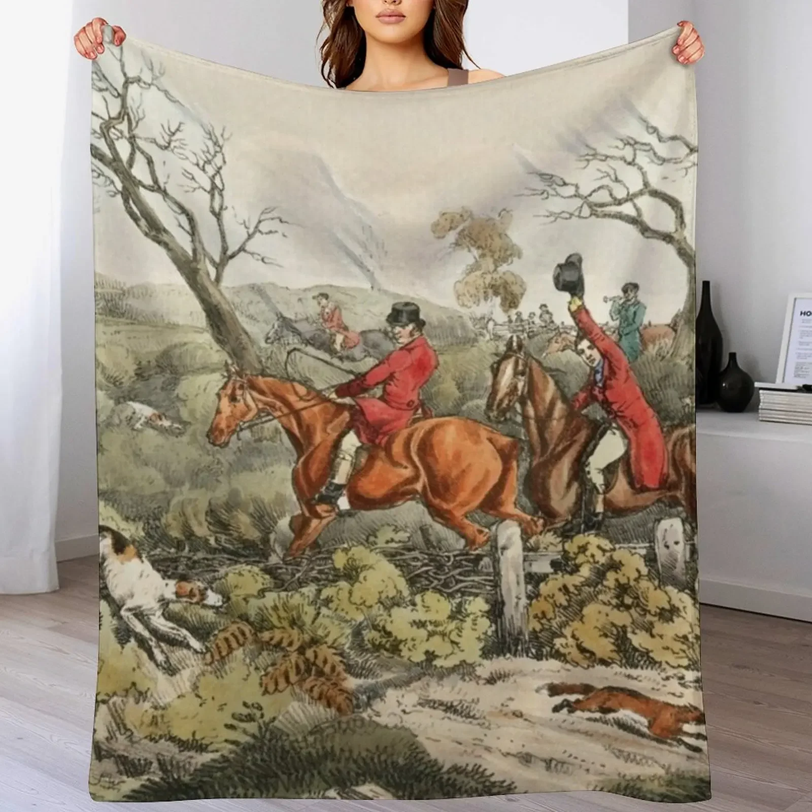 Fox Hunting - Dogs Chasing a F - Outdoor Hunting Blanket recension och pris