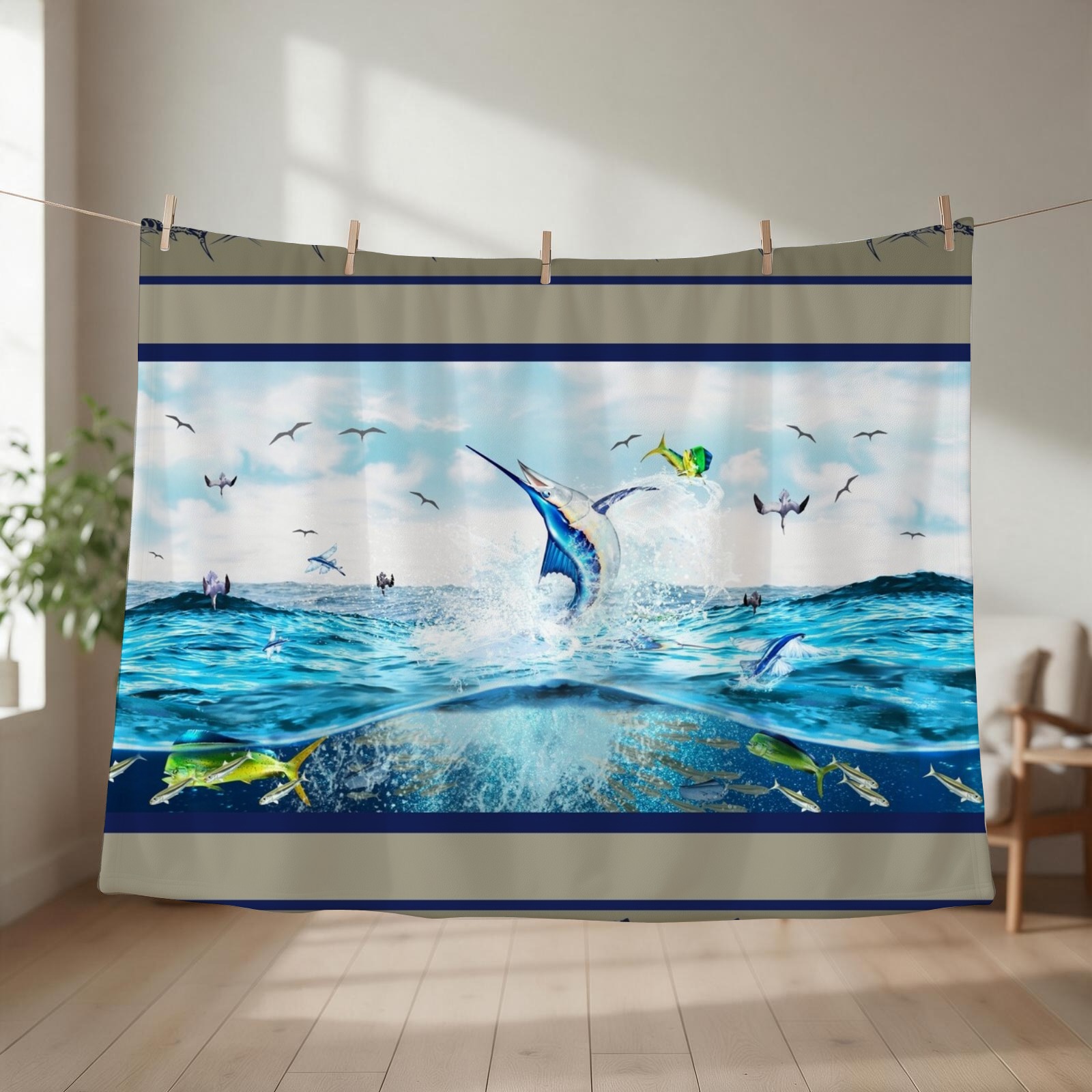 Blue Marlin Hunting Mahi Mahi  - Outdoor Hunting Blanket recension och pris